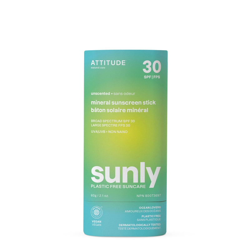 Plastic-free mineral sunscreen stick SPF 30 | Attitude Natural Care