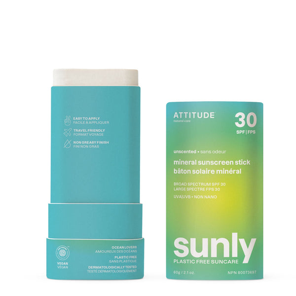 Plastic-free mineral sunscreen stick SPF 30 | Attitude Natural Care