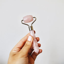 The De-Puffing Mini Rose Quartz Roller | Mount Lai